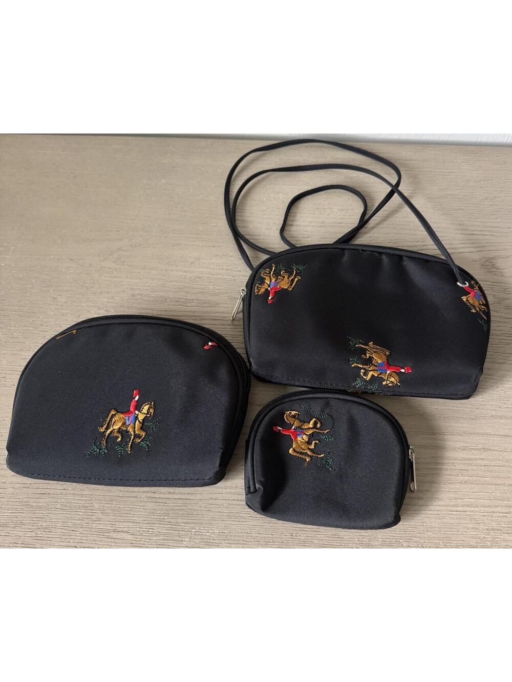 Trio Of Bags Women’s Equestrian Bags Crossbody Embroidered S/M/L Black